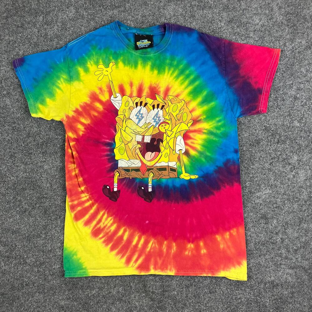 J Balvin T-Shirt Mens Size M Rainbow Tie Dye SpongeBob Graphic USA Cotton